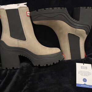 Hunter - Miana Heeled Waterproof Chelsea Boots – dark natural